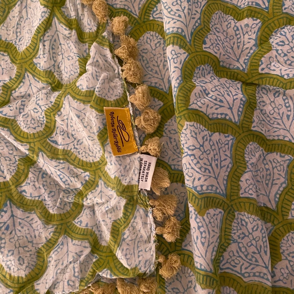 Roberta Roller Rabbit Jemina pattern green scarf